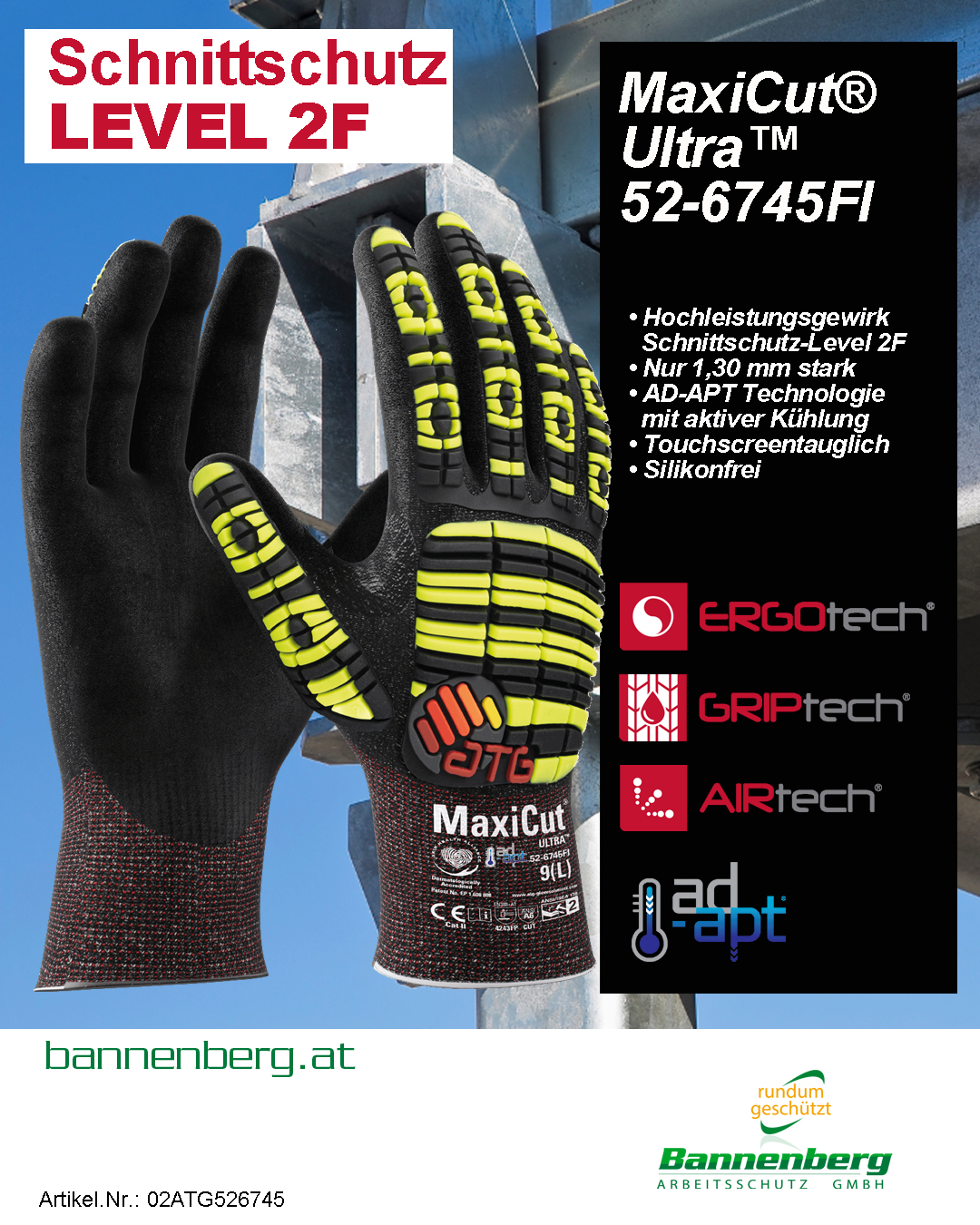 MaxiCut® Ultra™ 52-6745FI | Schnittschutzhandschuh Level 2F mit Stoßschutz – Bild 3