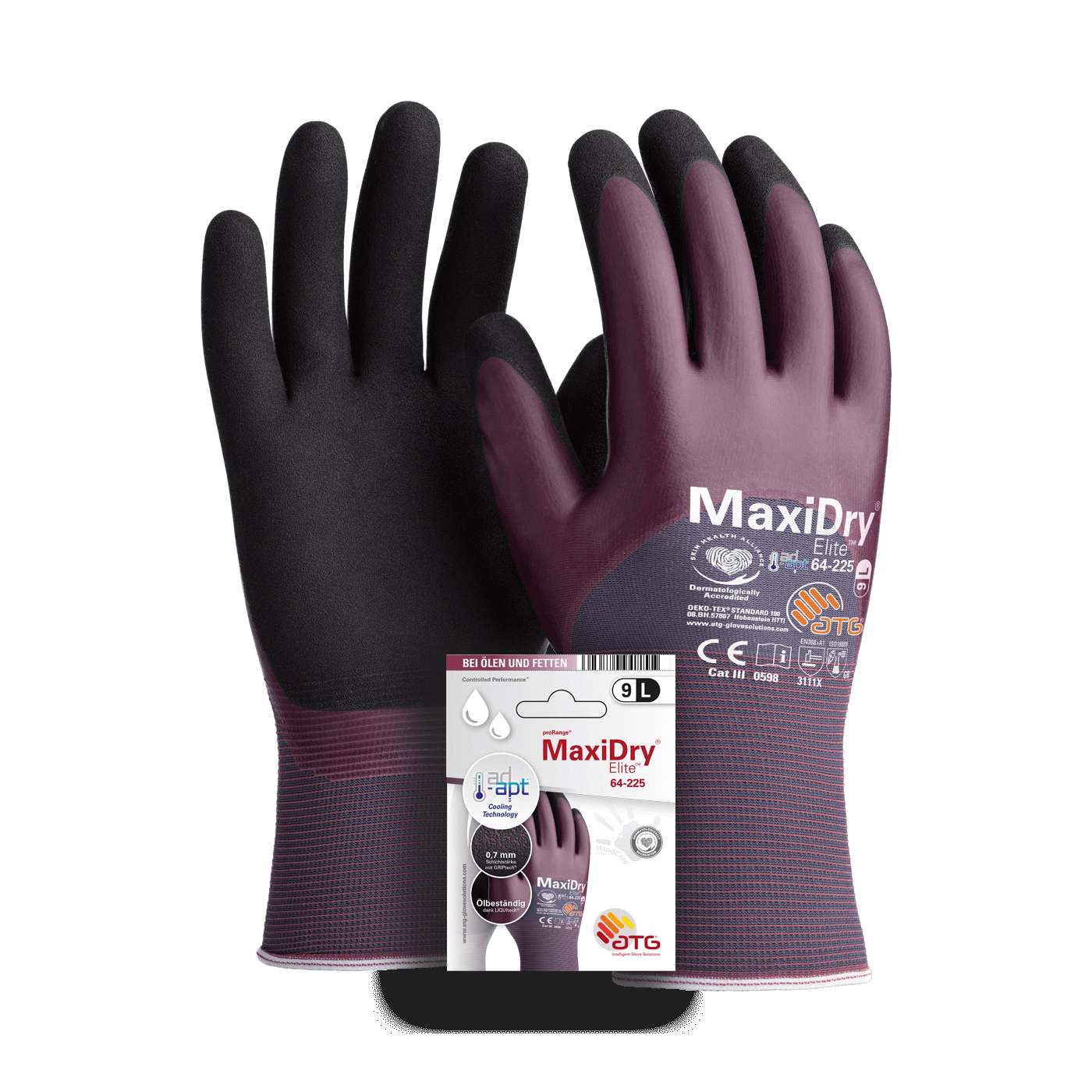 MaxiDry® Elite™ 64-225 Montagehandschuh | Dünn, Öl- & Nassgriff, AD-APT